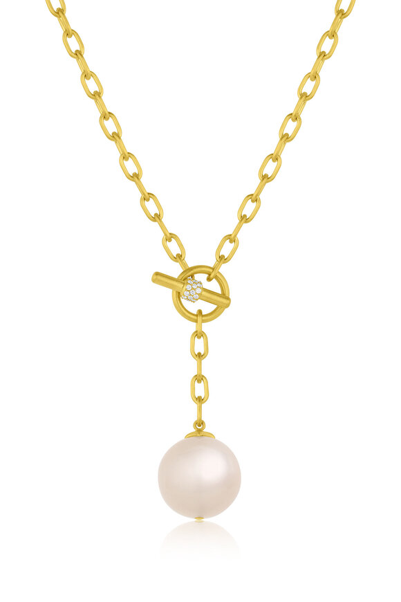 Leigh Maxwell 18k Yellow Gold Moonstone Lariat Necklace - view 1
