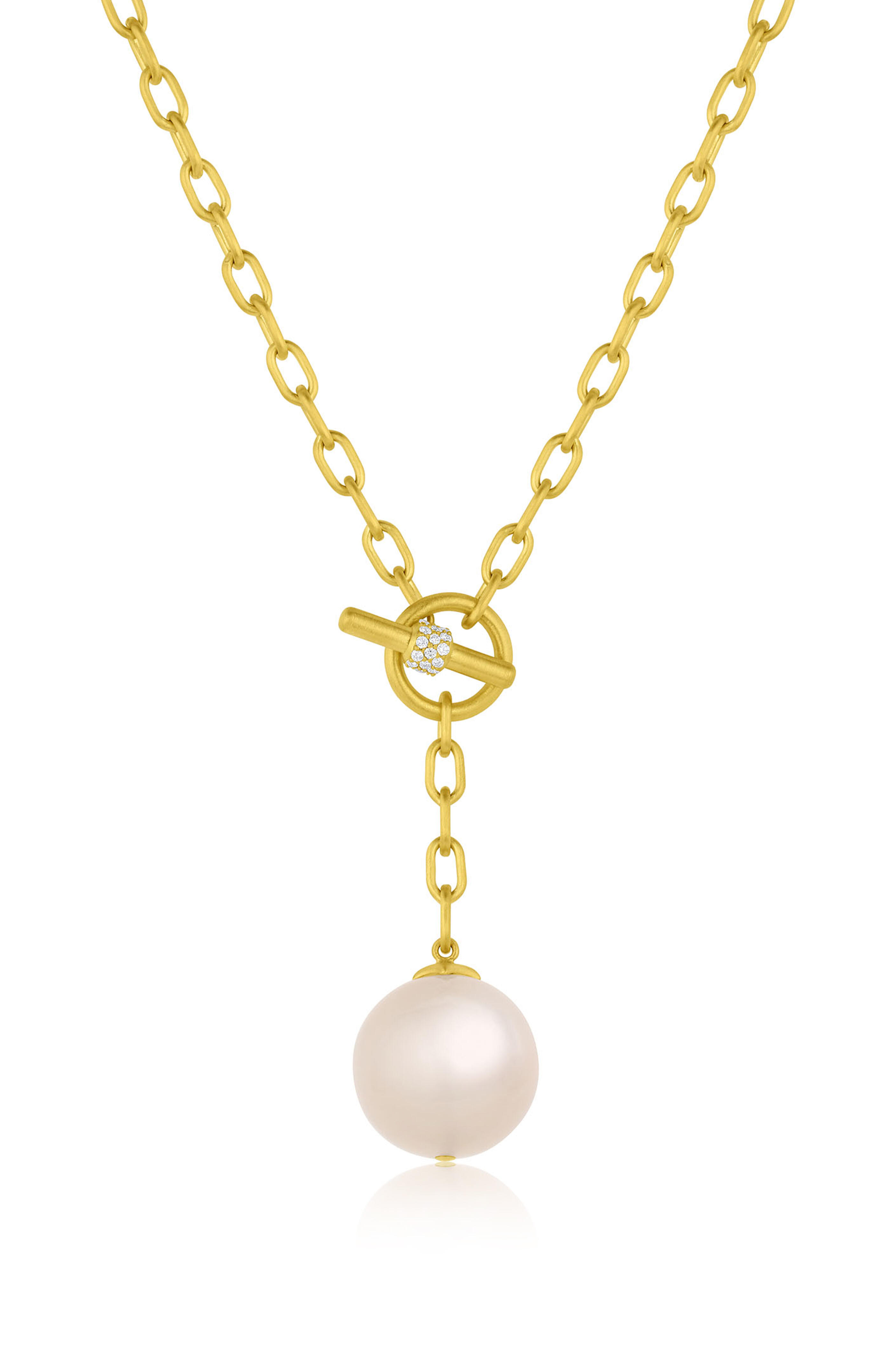 Leigh Maxwell - 18k Yellow Gold Moonstone Lariat Necklace - view 1