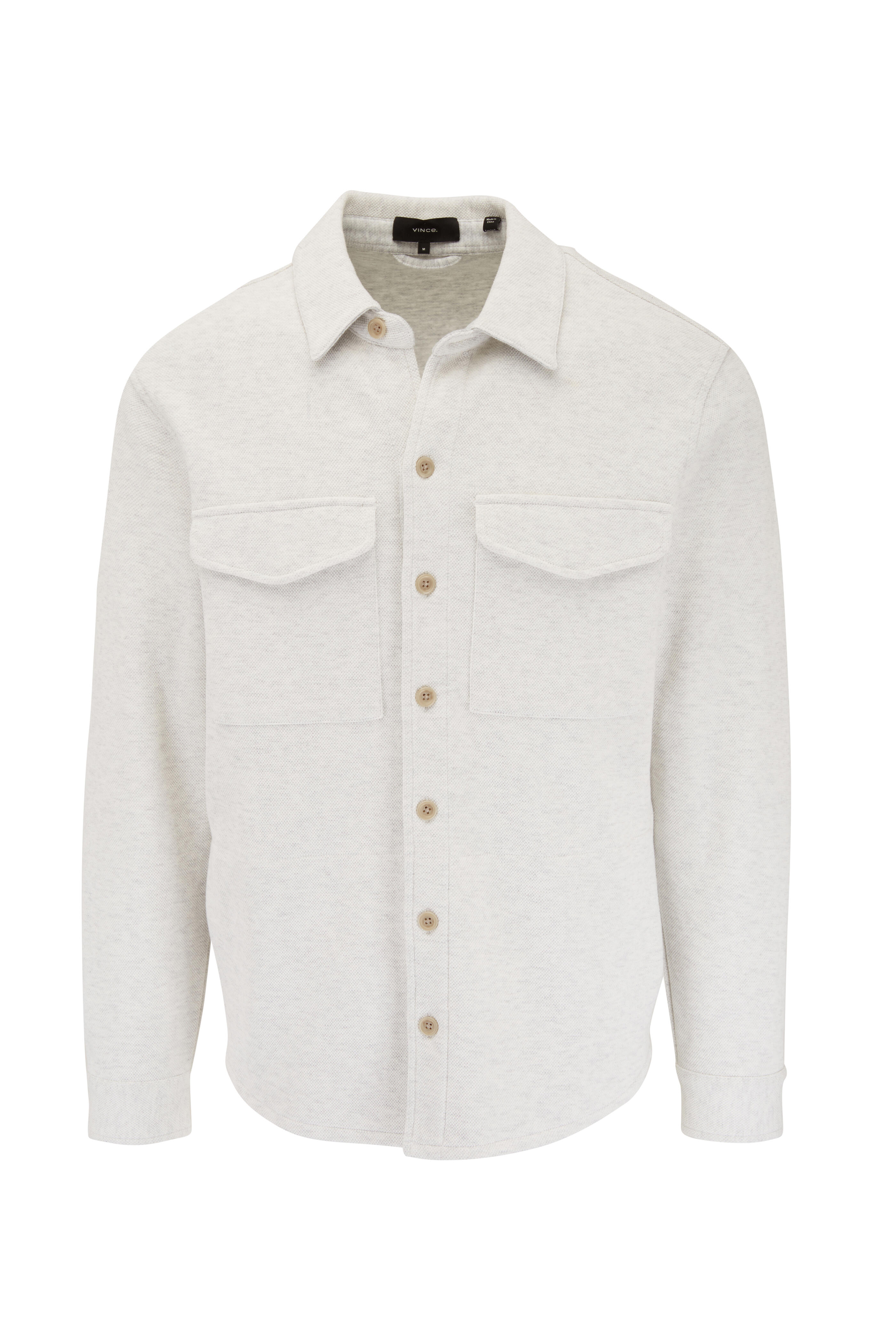 シャツ Vince Shirts Vince - Heather White Double Knit Piqué Shirt Jacket