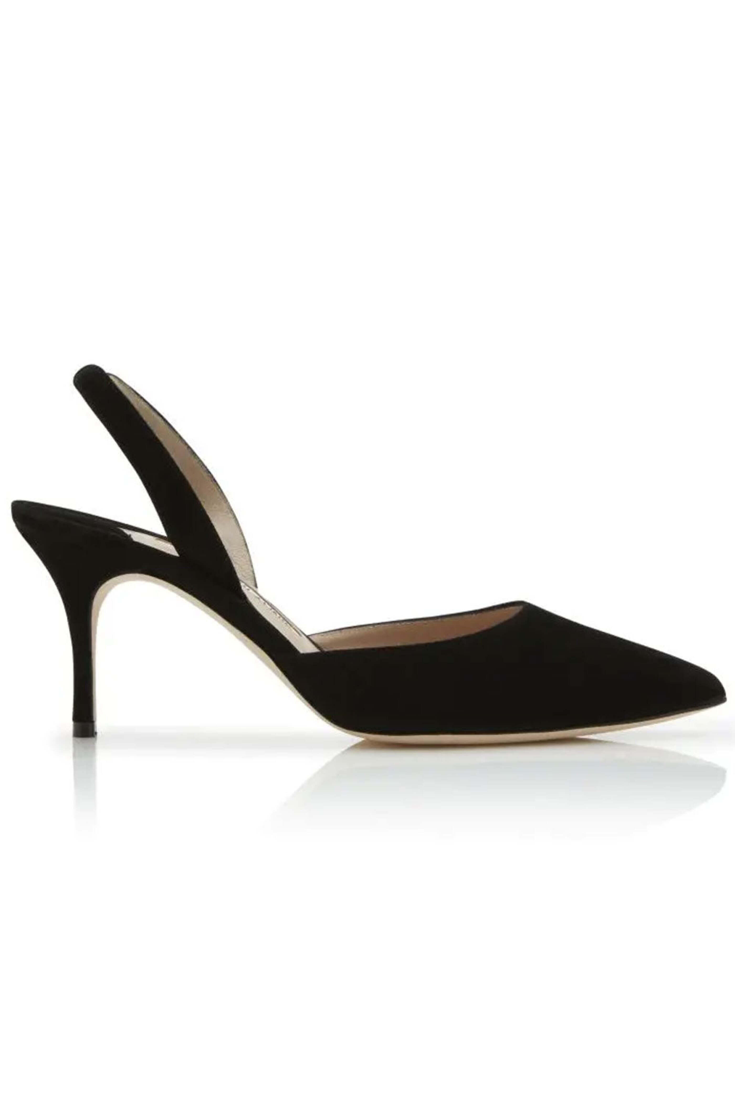 Manolo Blahnik - Carolyne 70 Sling Back Kitten Heel in Black