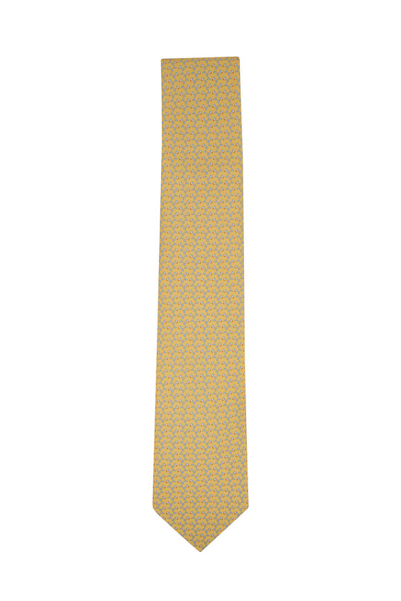 Ferragamo - Yellow Desk Lamp Print Silk Necktie