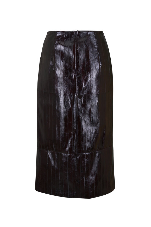 Akris Coffee Leather Pencil Skirt - view 3