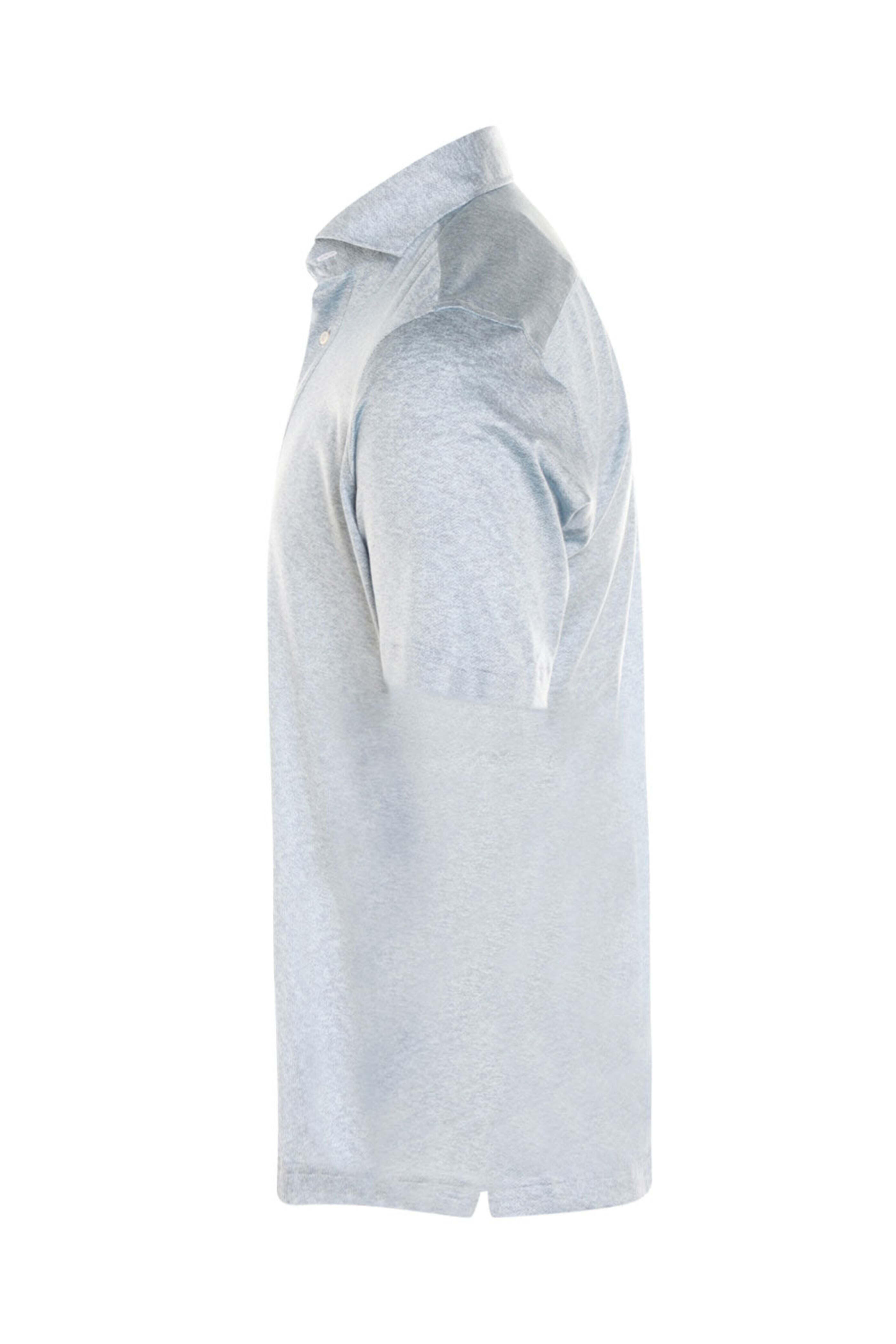 Fray - Light Blue Feathered Cotton Knit Short Sleeve Polo