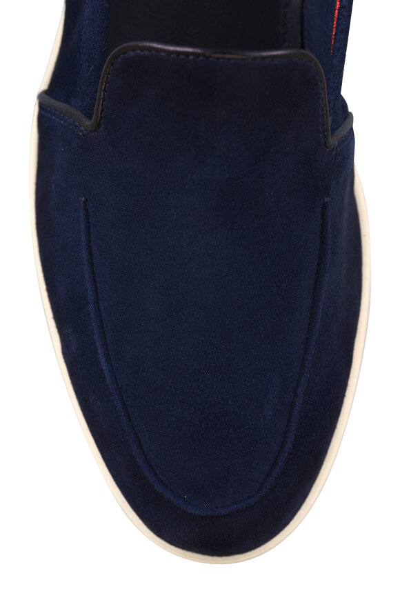 Santoni Malibu Navy Suede Loafer - view 4