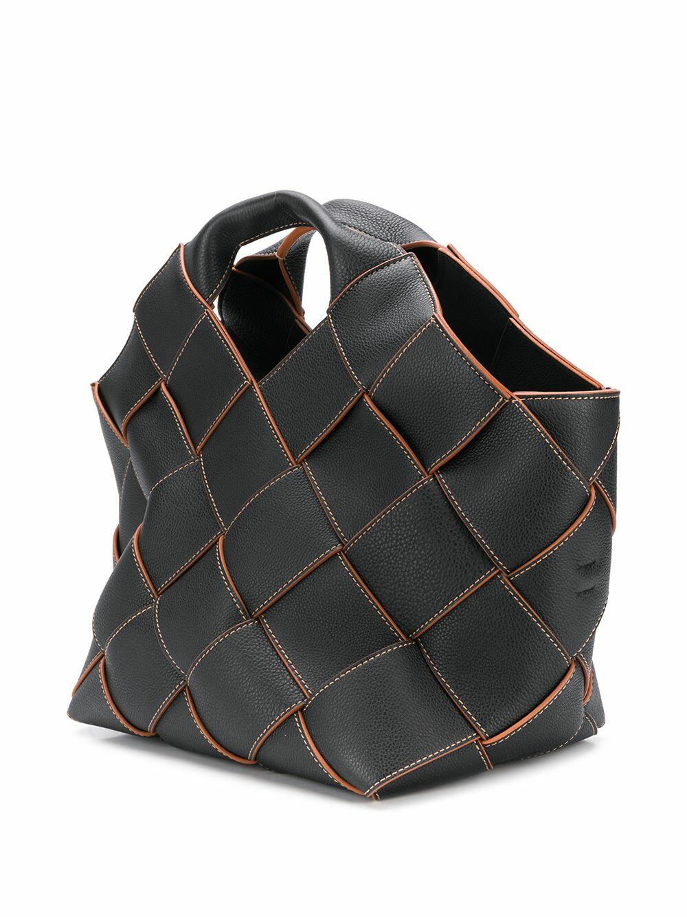 Loewe Leather Woven Basket Bag in Brown