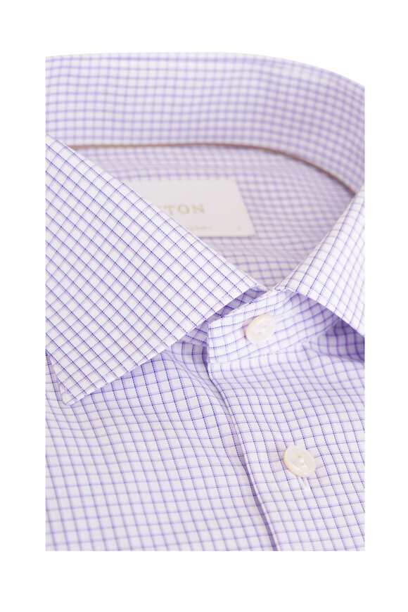 Eton Purple Check Cotton Contemporary Fit Dress Shirt - view 2
