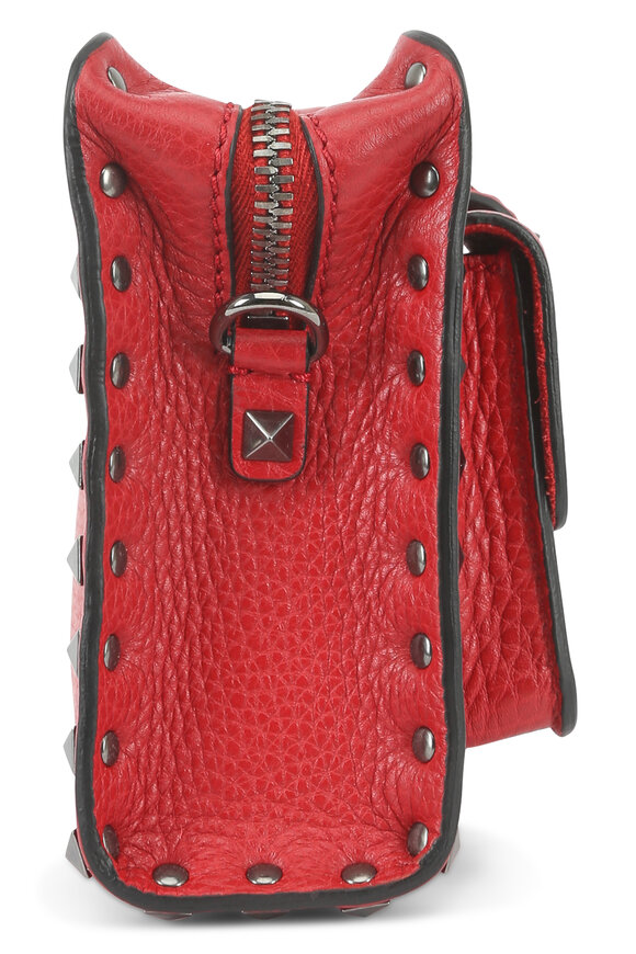 Valentino Garavani - Rockstud Red Leather Front Pocket Small Crossbody