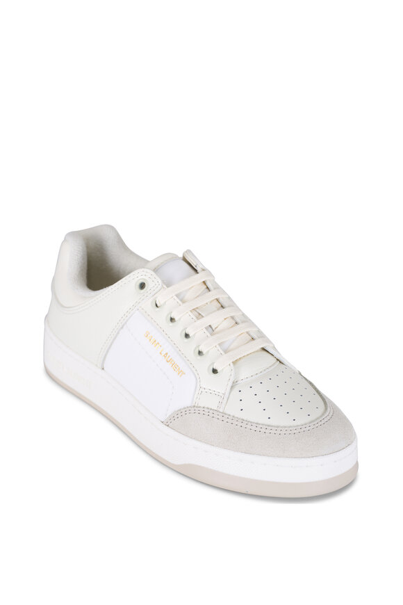 Saint Laurent - Optic White Leather Low Top Sneaker