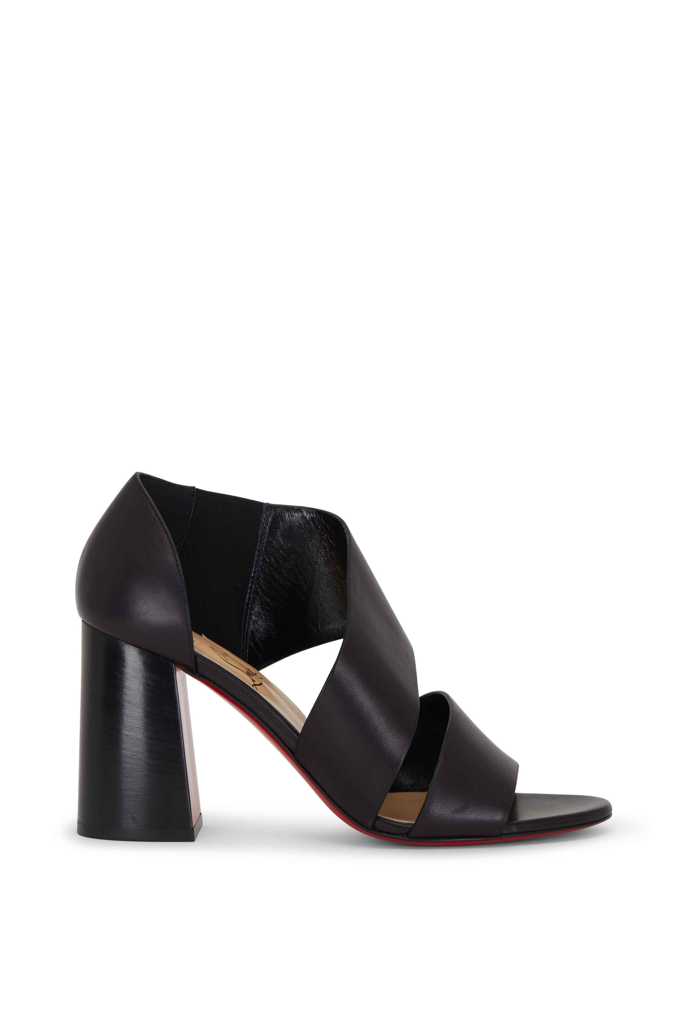 Christian Louboutin - Fibi Black Leather Flared Heel Sandal