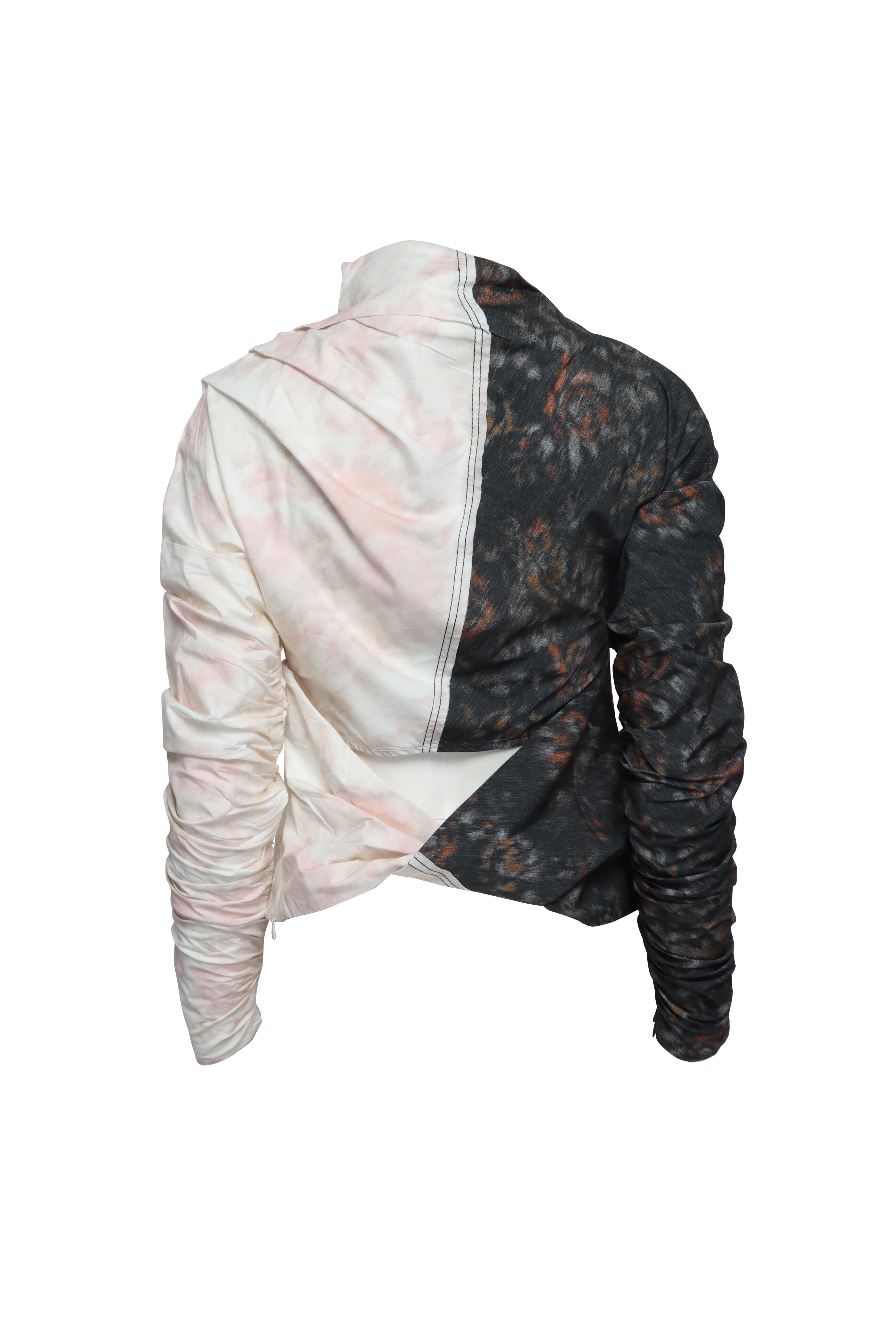 Ganni - Black & Royal Ruched Top