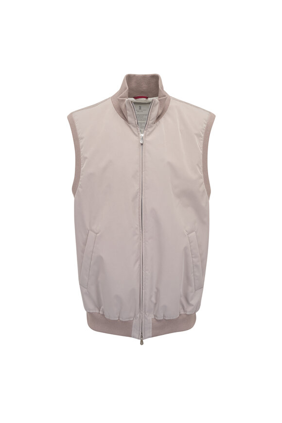Brunello Cucinelli Brown Two-Way Zip Down Vest