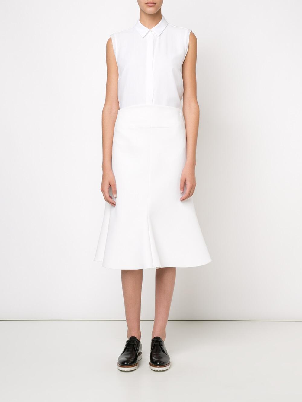 Brunello Cucinelli - White Silk Chiffon Double Layer Sleeveless Blouse