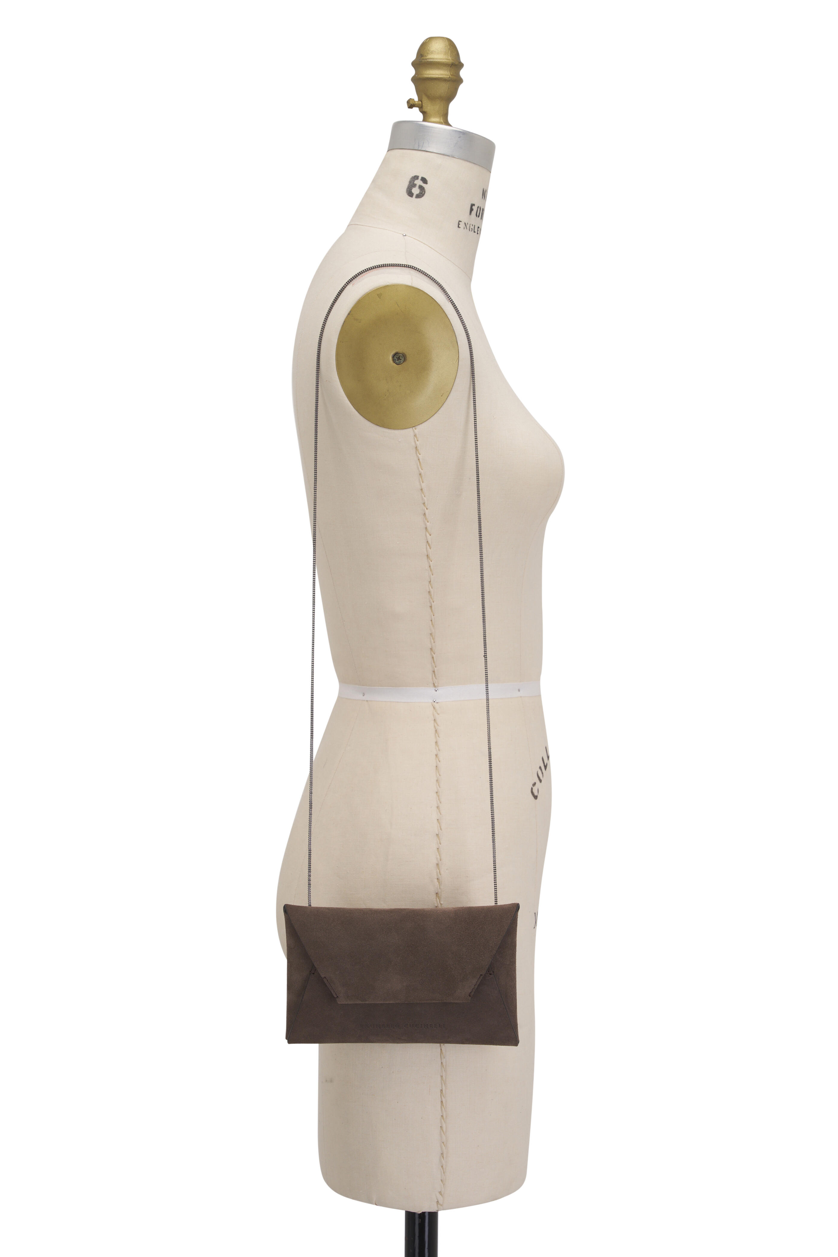 Brunello Cucinelli - Torba Envelope Grey Suede Chain Linked Bag