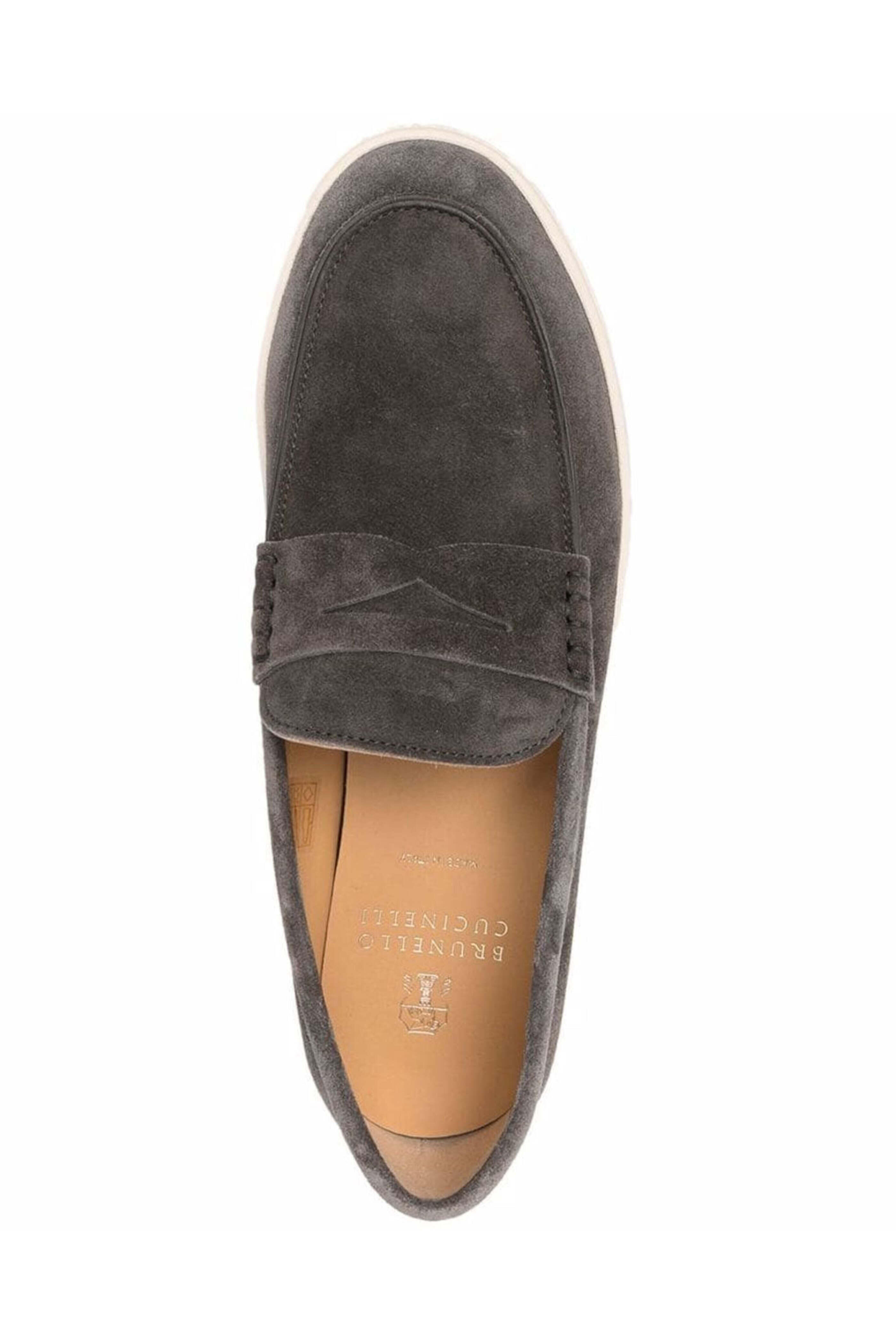 Brunello Cucinelli - Suede Loafer in Grey | Mitchell Stores