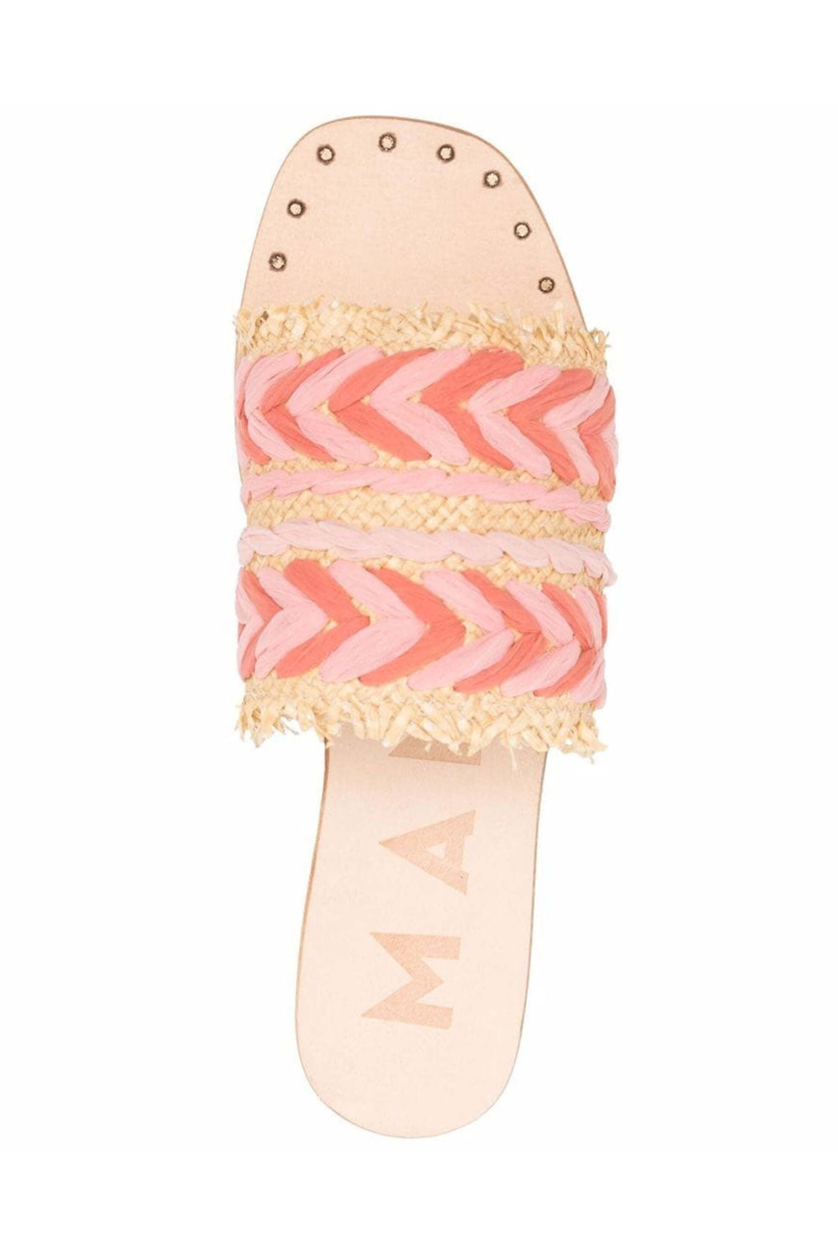 Manebi - Raffia and Chiffon Sandal in Rose