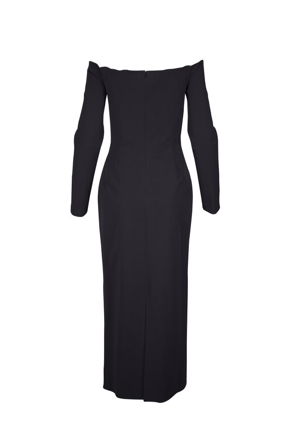 Lela Rose Black Tassel Embroidered Off-The-Shoulder Dress - view 4