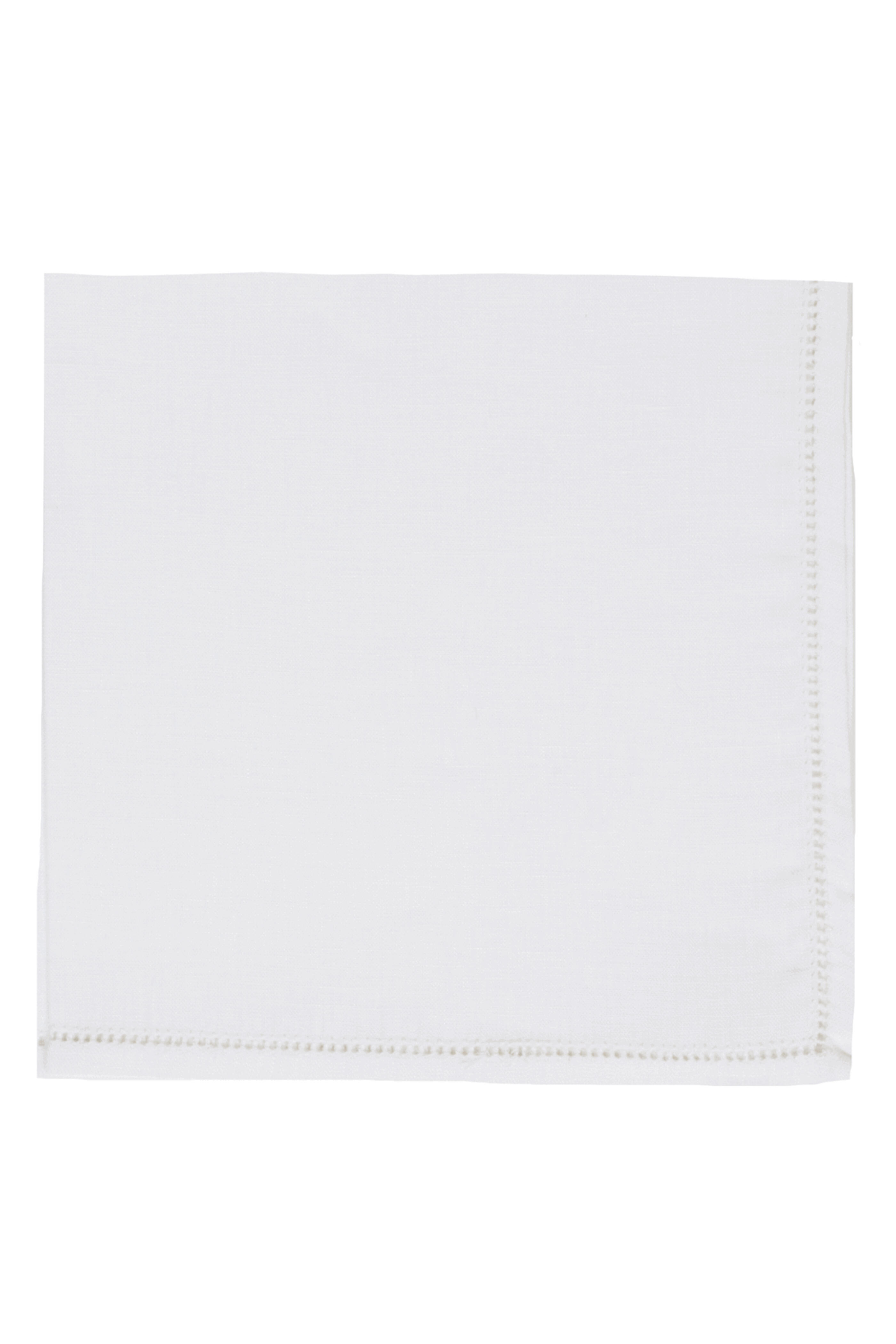 Simonnot-Godard - White Hemstitch Linen Pocket Square