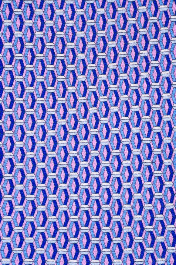 Canali - Lavender & Blue Geometric Print Silk Necktie