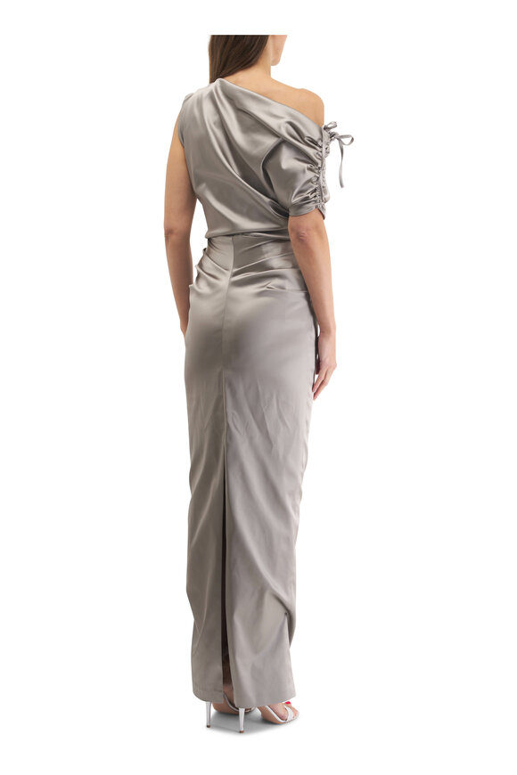 Talbot Runhof - Greige Satin Evening Gown 