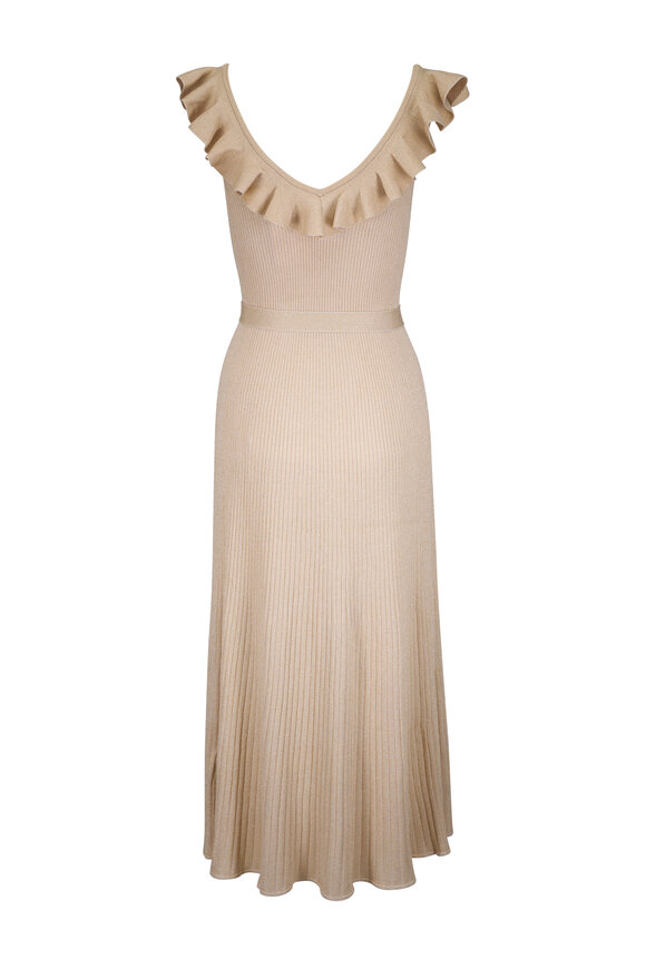 Zimmermann Awaken Light Gold Metallic Midi Dress - view 3