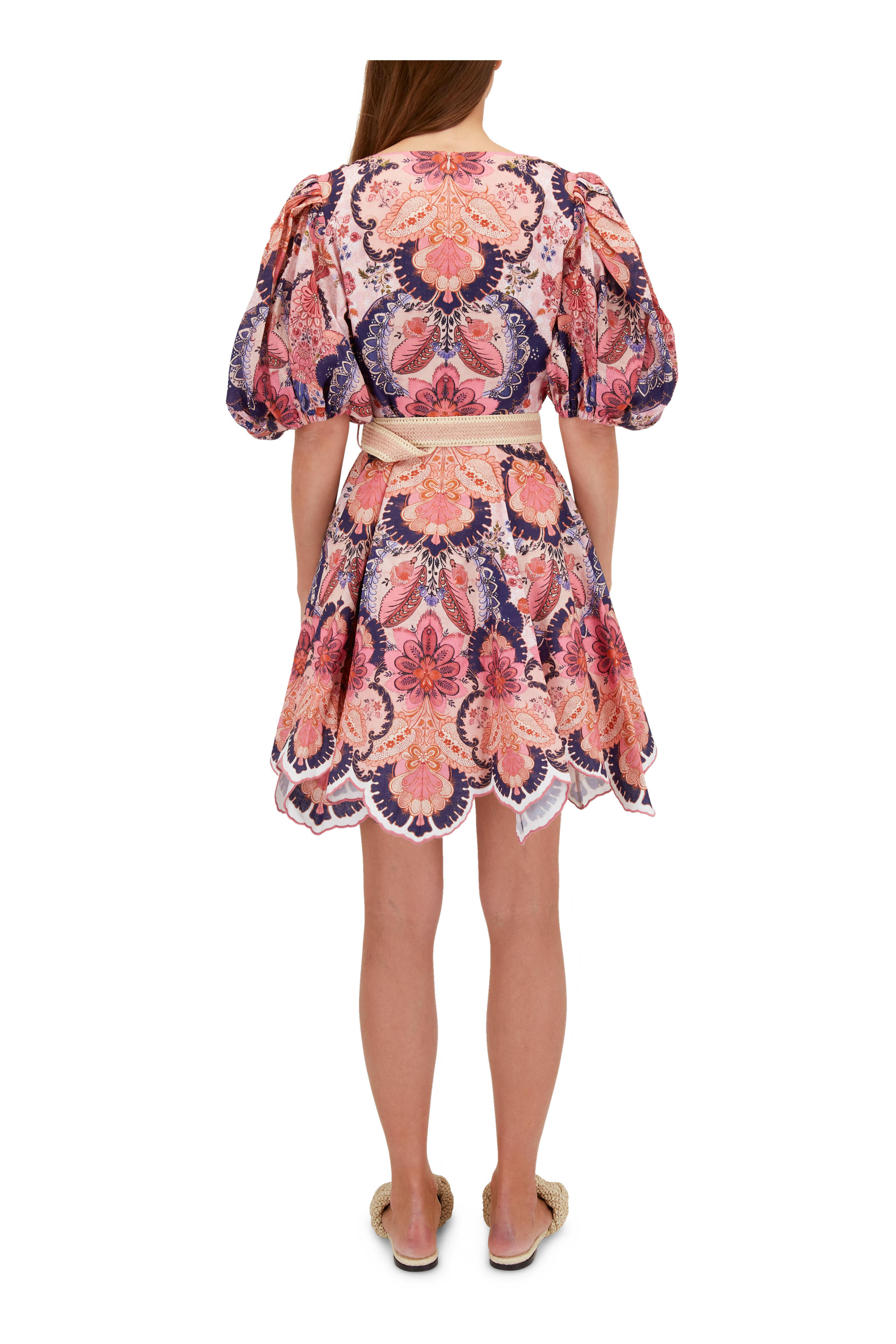 Zimmermann - Laurel Navy Baroque Floral Belted Mini Dress
