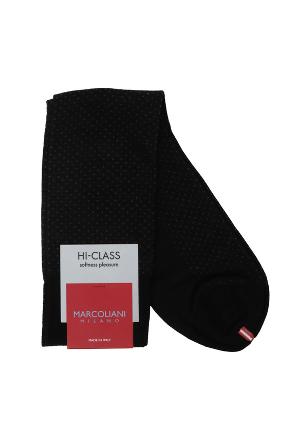 Marcoliani Black Modal Pindot Midcalf Socks
