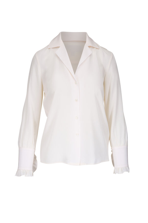 Nili Lotan Pauline Ivory Silk Button Down