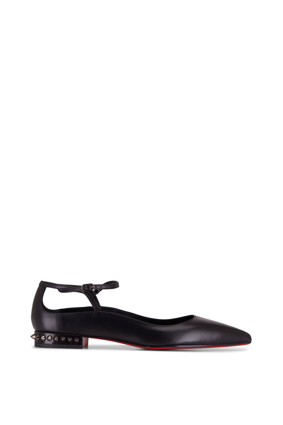 Christian Louboutin - Conclusive Spike Black Leather Ballerina Flat