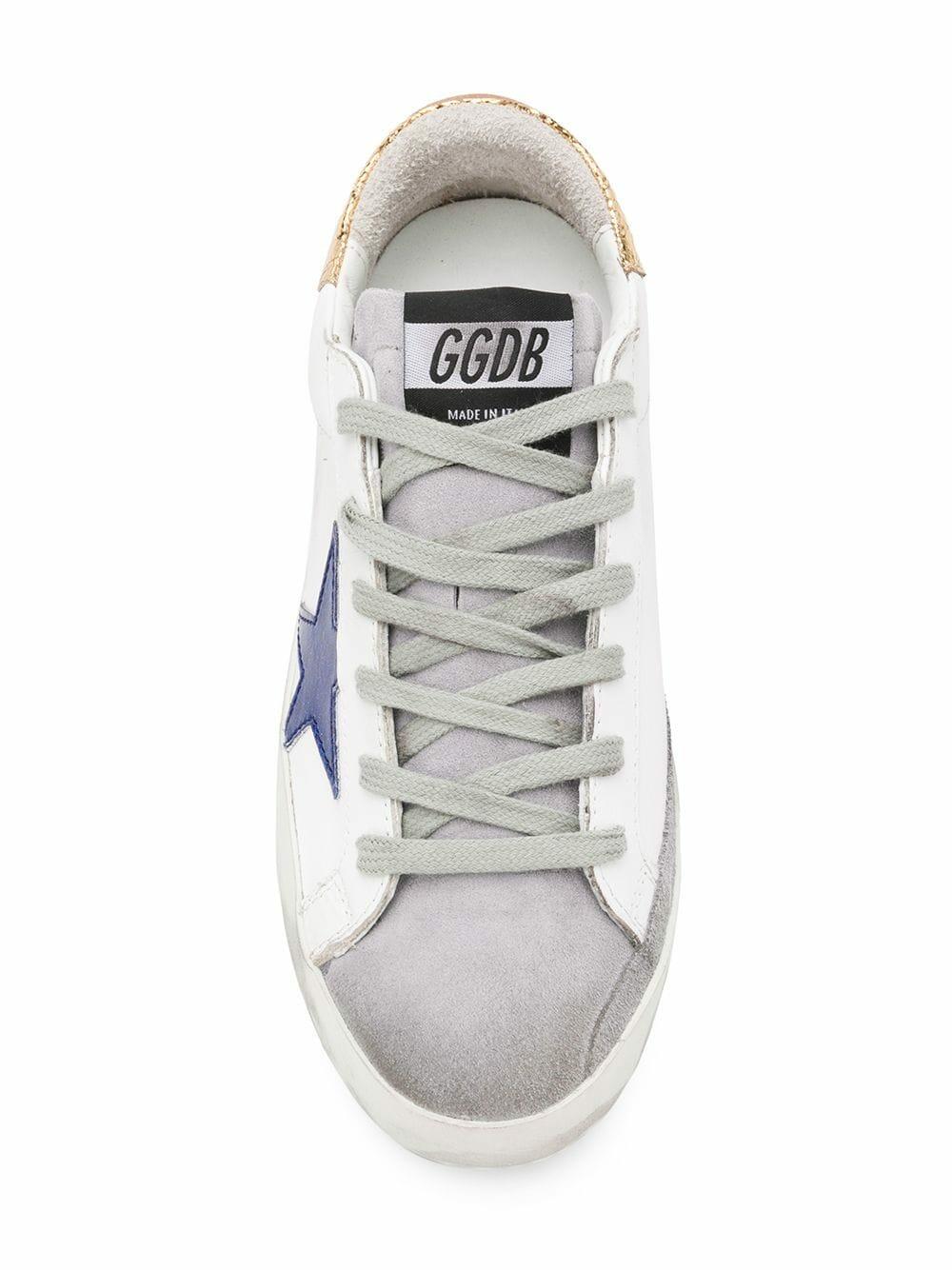 Golden Goose - Superstar White & Blue Glitter Star Sneaker
