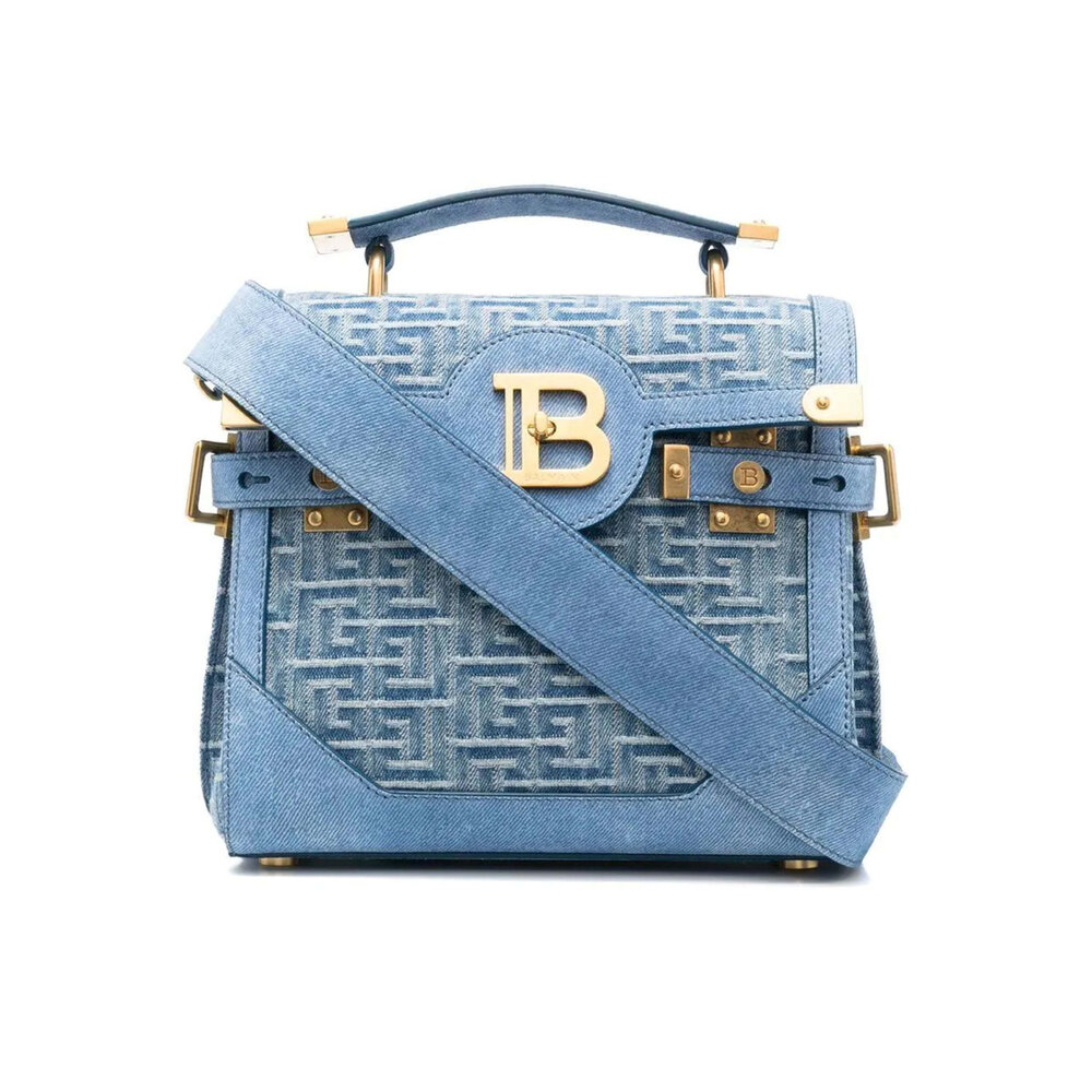 ショルダーバッグ・ポシェット Balmain B-Buzz Denim Shoulder Bag Balmain - Small B-Buzz Pouch 23 Denim Clutch in Blue Jean
