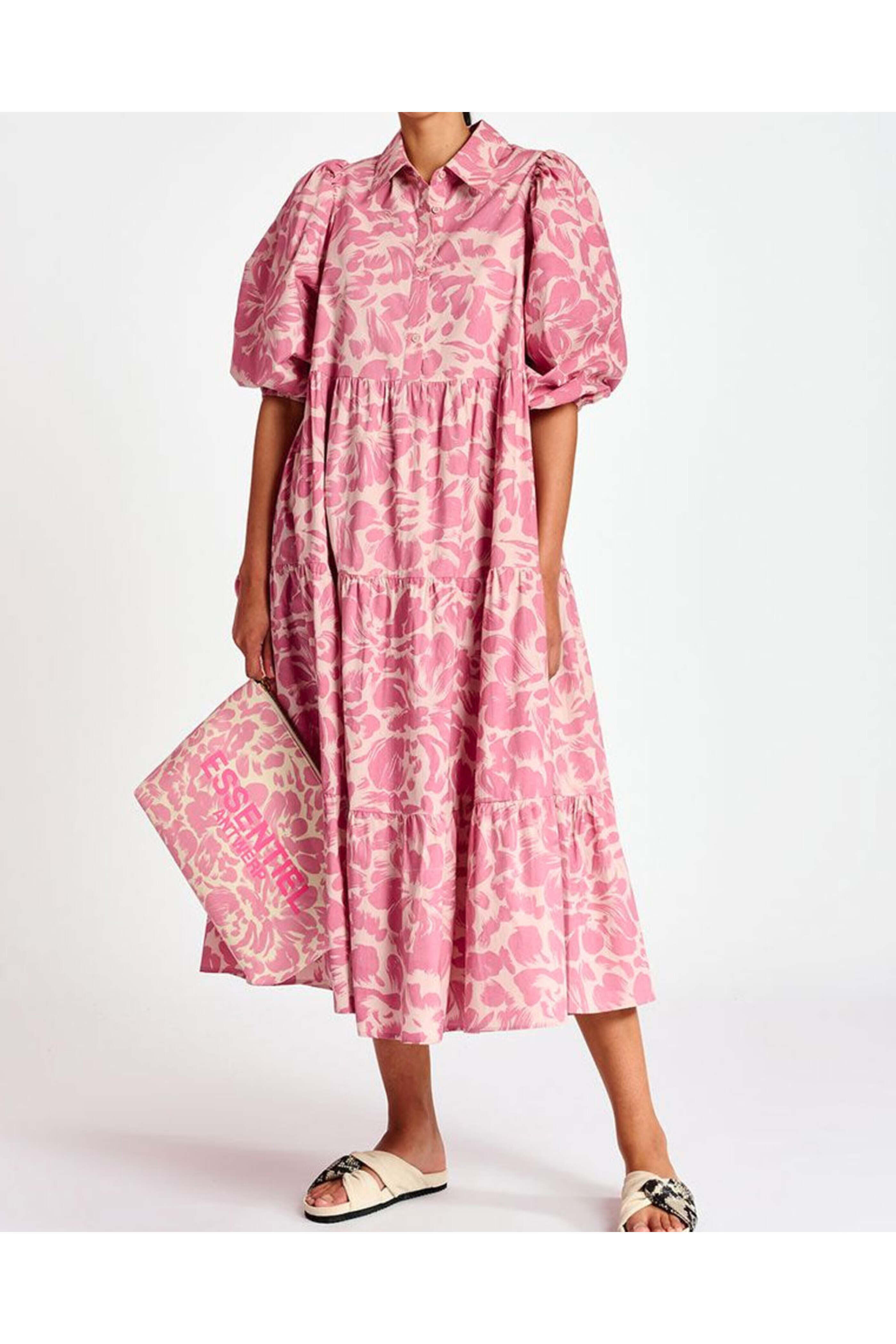 Essentiel Antwerp - Salmon Pink Boobie Tiered Maxi Dress