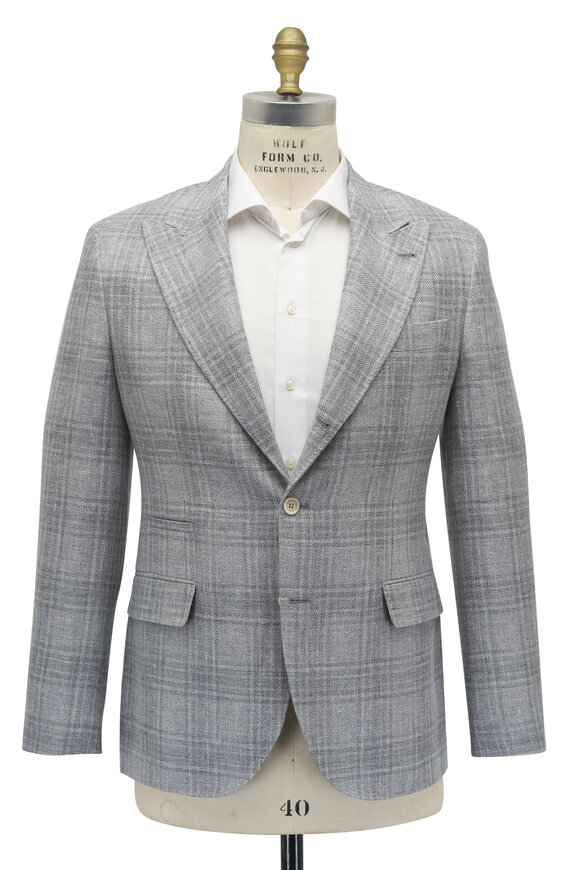 Brunello Cucinelli - Gray Plaid Linen, Wool & Silk Sportcoat