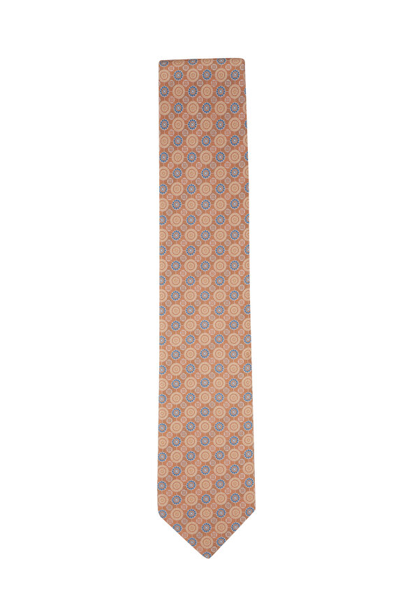 Eton - Orange & Blue Medallion Silk Necktie