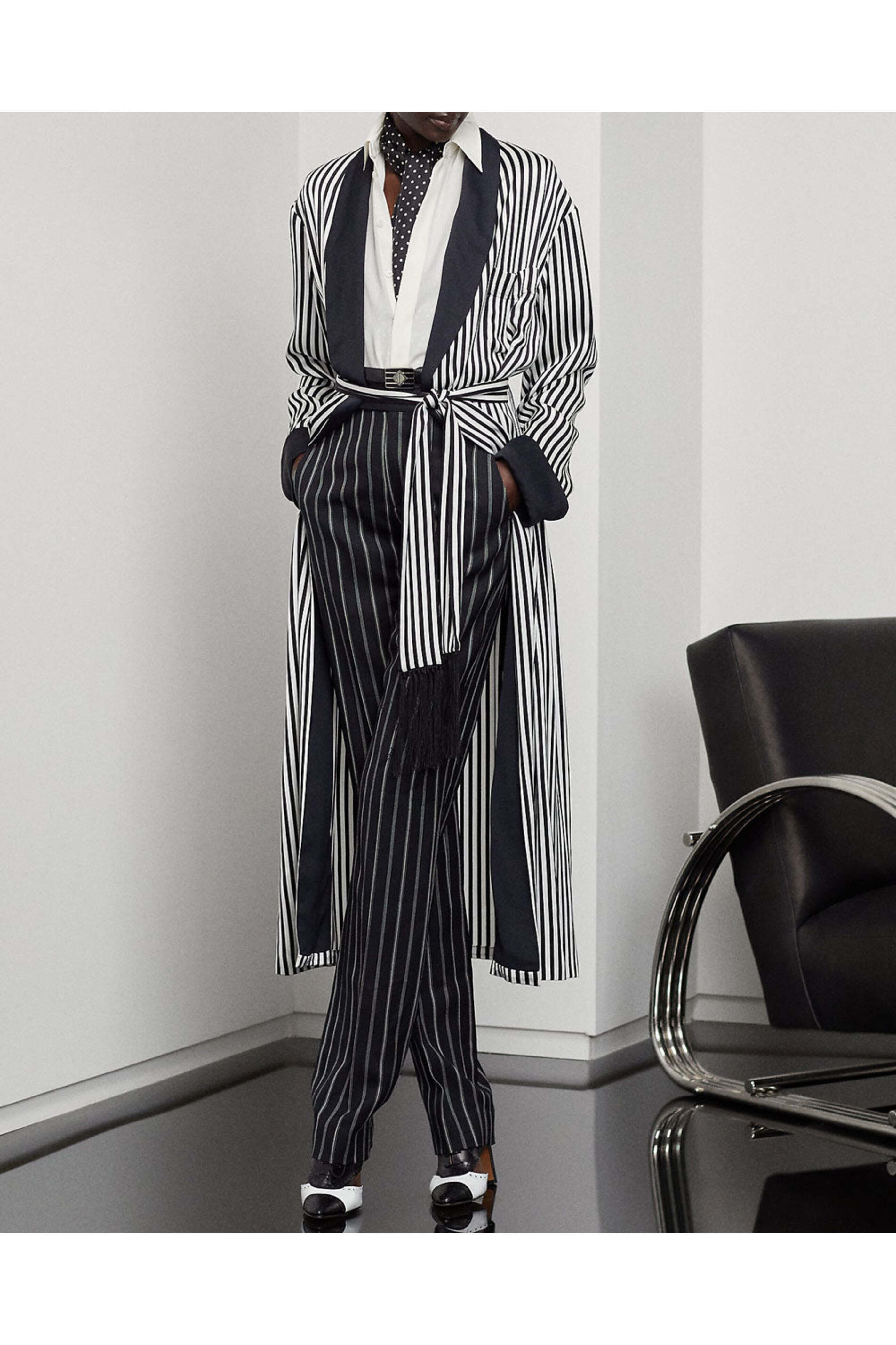 Ralph Lauren - Black and White Stripe Kalpita Coat