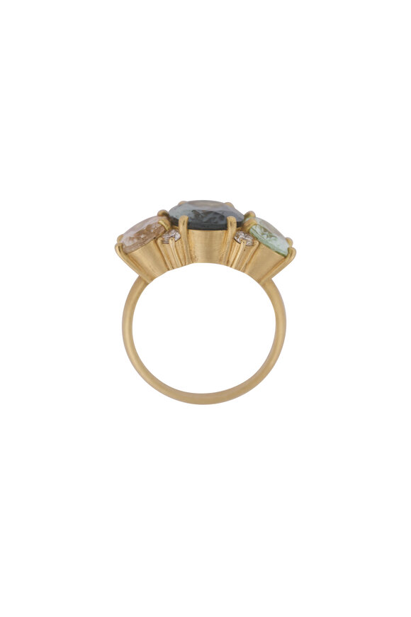 Irene Neuwirth 18k Yellow Gold Diamond & Tourmaline Ring - view 2