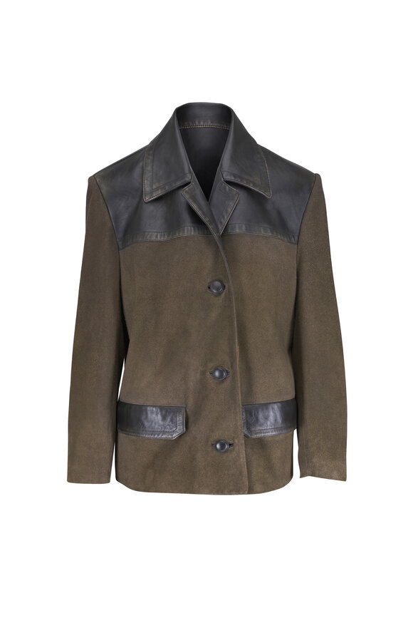 Miu Miu Mud Suede & Leather Oversized Jacket