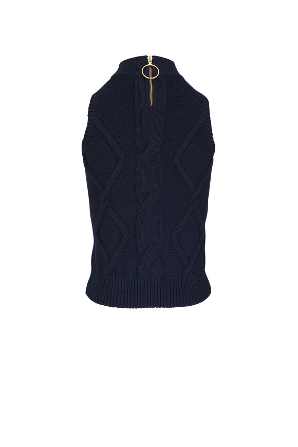 Akris Punto - Navy Blue Chunky Cable Knit Sleeveless Top