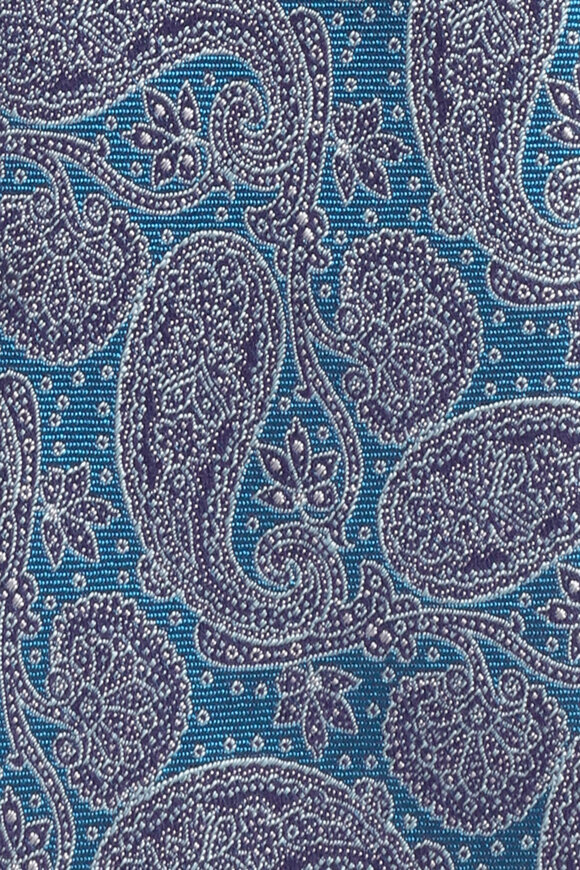 Geoff Nicholson Teal Paisley Silk Necktie - view 2