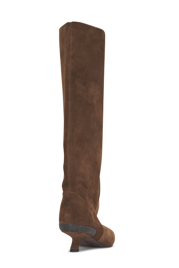 Brunello Cucinelli City Mocha Suede Tall Boot, 45mm - view 7