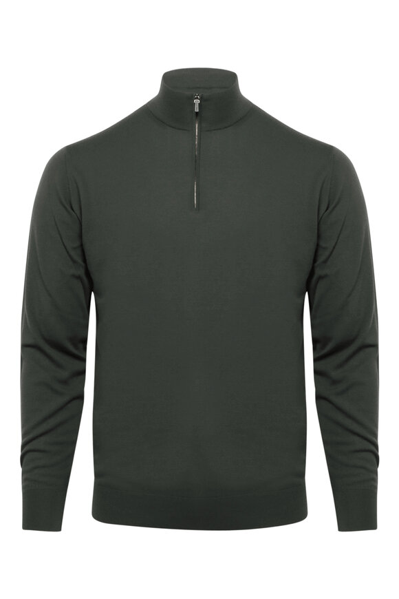 Colombo Militare Green Quarter Zip Sweater