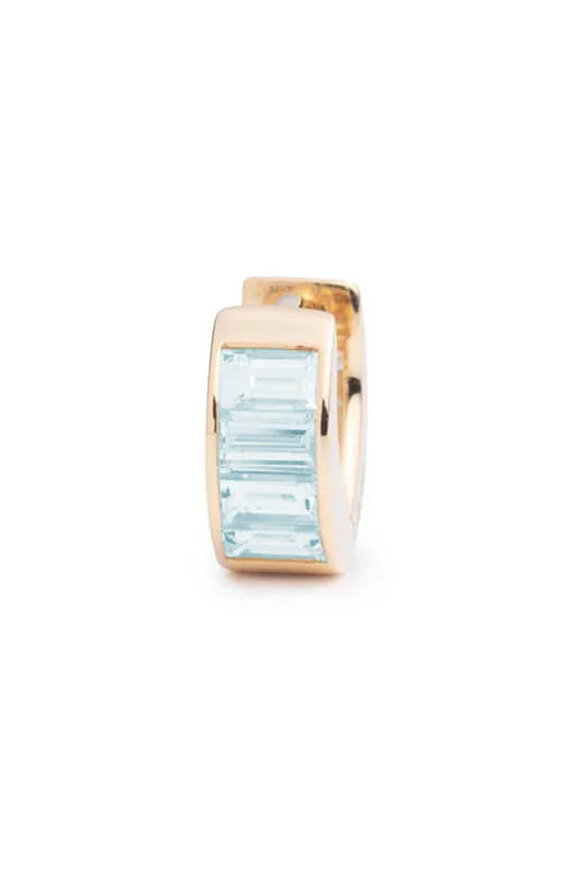 Foundrae 18k Yellow Gold Aquamarine Baguette Huggie Earring - view 1