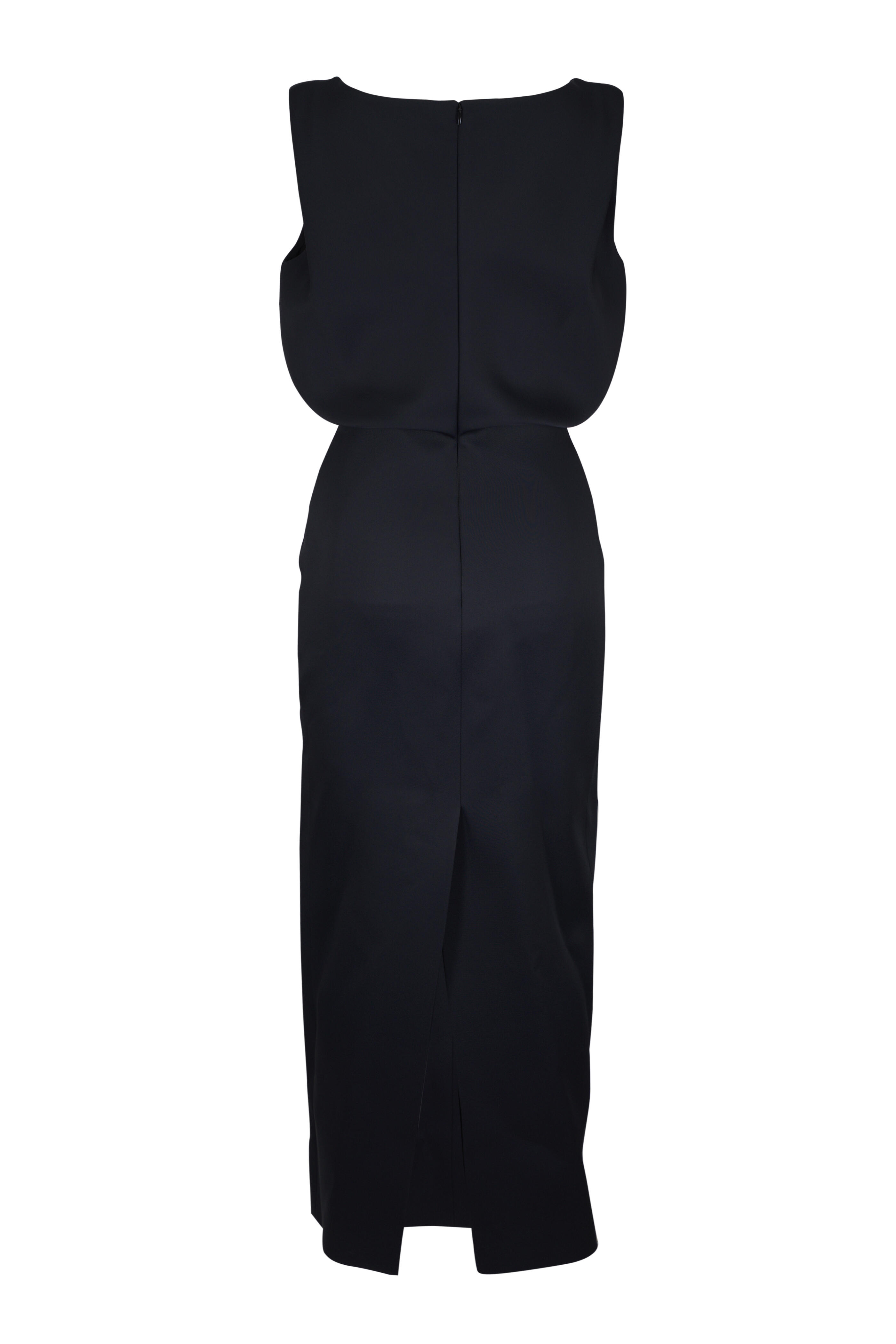 Khaite - Terran Black Bonded Crepe Satin Maxi Dress