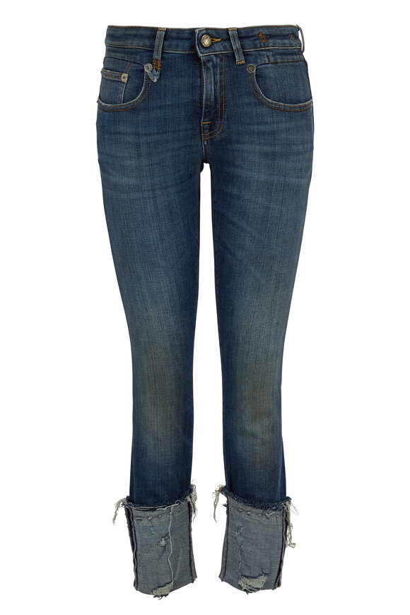 R13 - Boy Dark Wash Vintage Blue Cuffed Skinny Jean