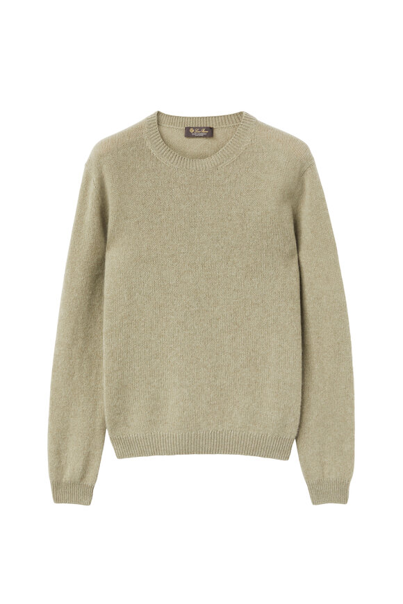 Loro Piana - Fobello Khaki Green Baby Cashmere Crewneck Sweater