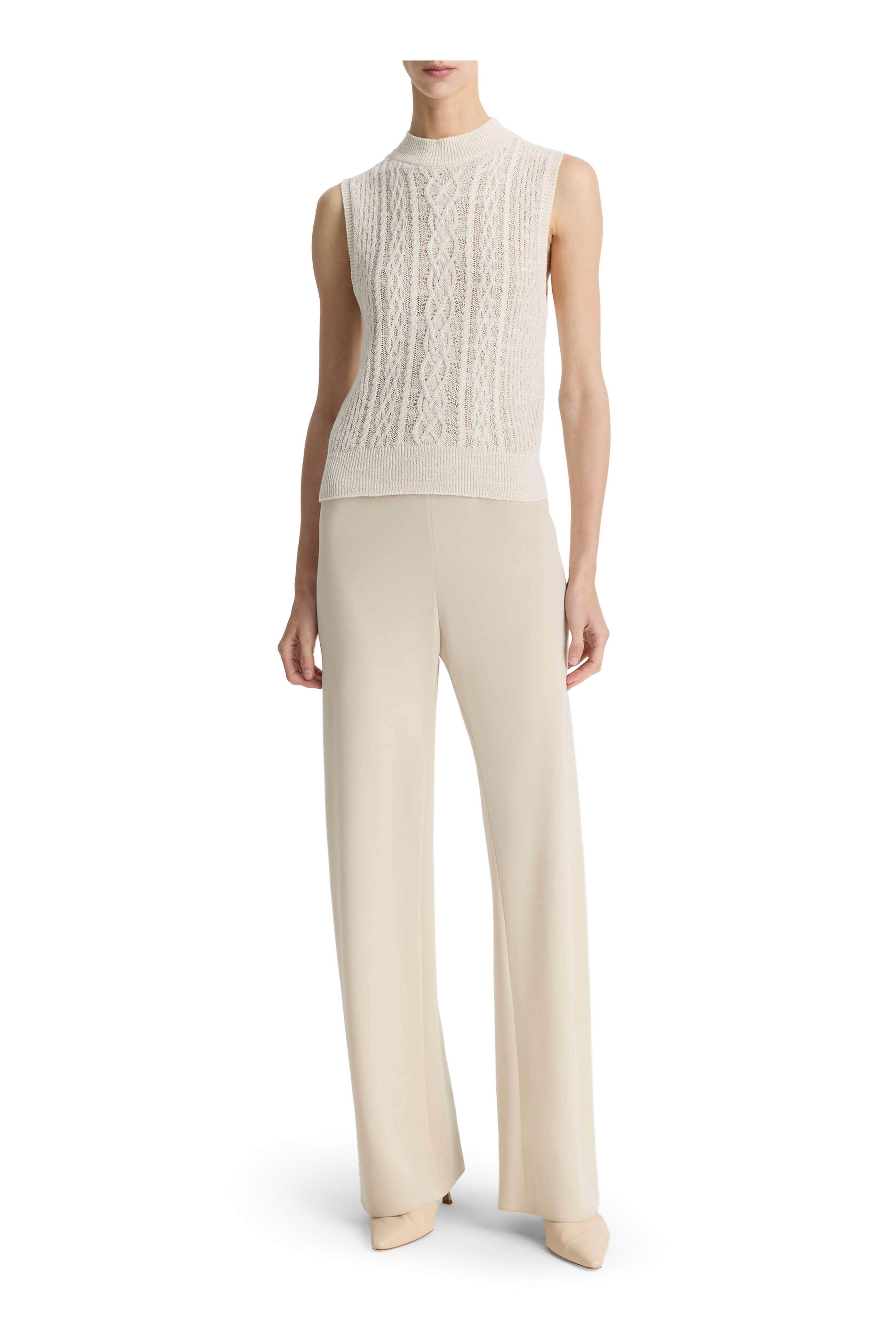 Vince - Off White & Gold Cliff Cable Double-Layer Shell