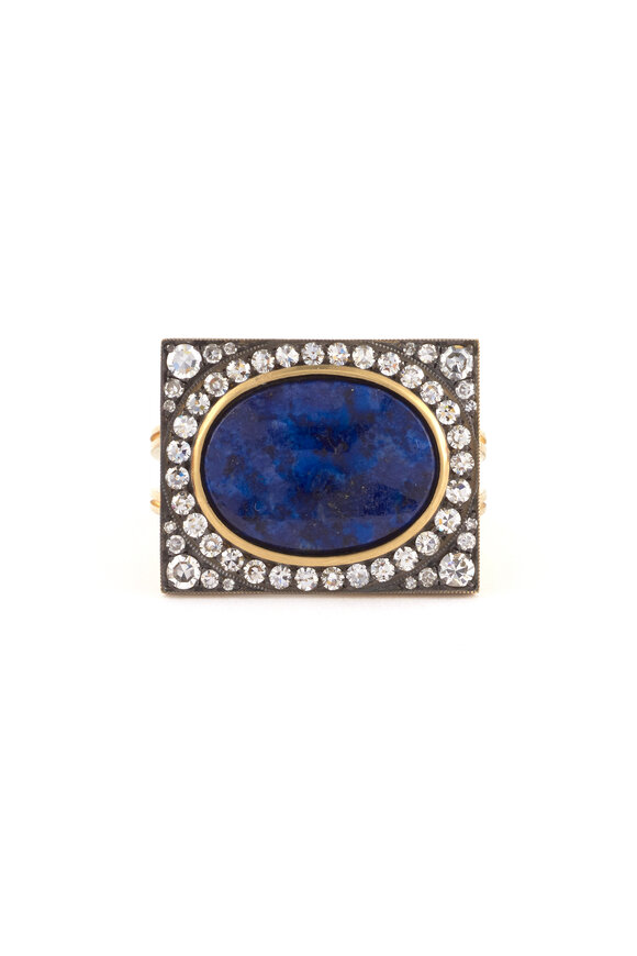 Sylva & Cie 18k Yellow Gold Oval Lapis Renee Ring - view 1