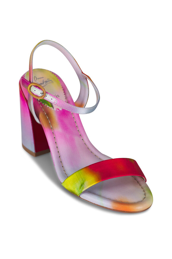 Christian Louboutin Jane Floral Multicolor Satin Sandal, 85mm - view 1