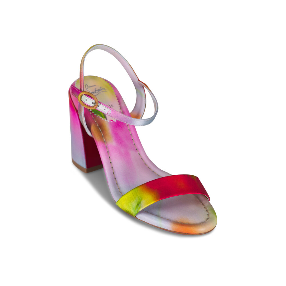 Christian Louboutin - Jane Floral Multicolor Satin Sandal, 85mm