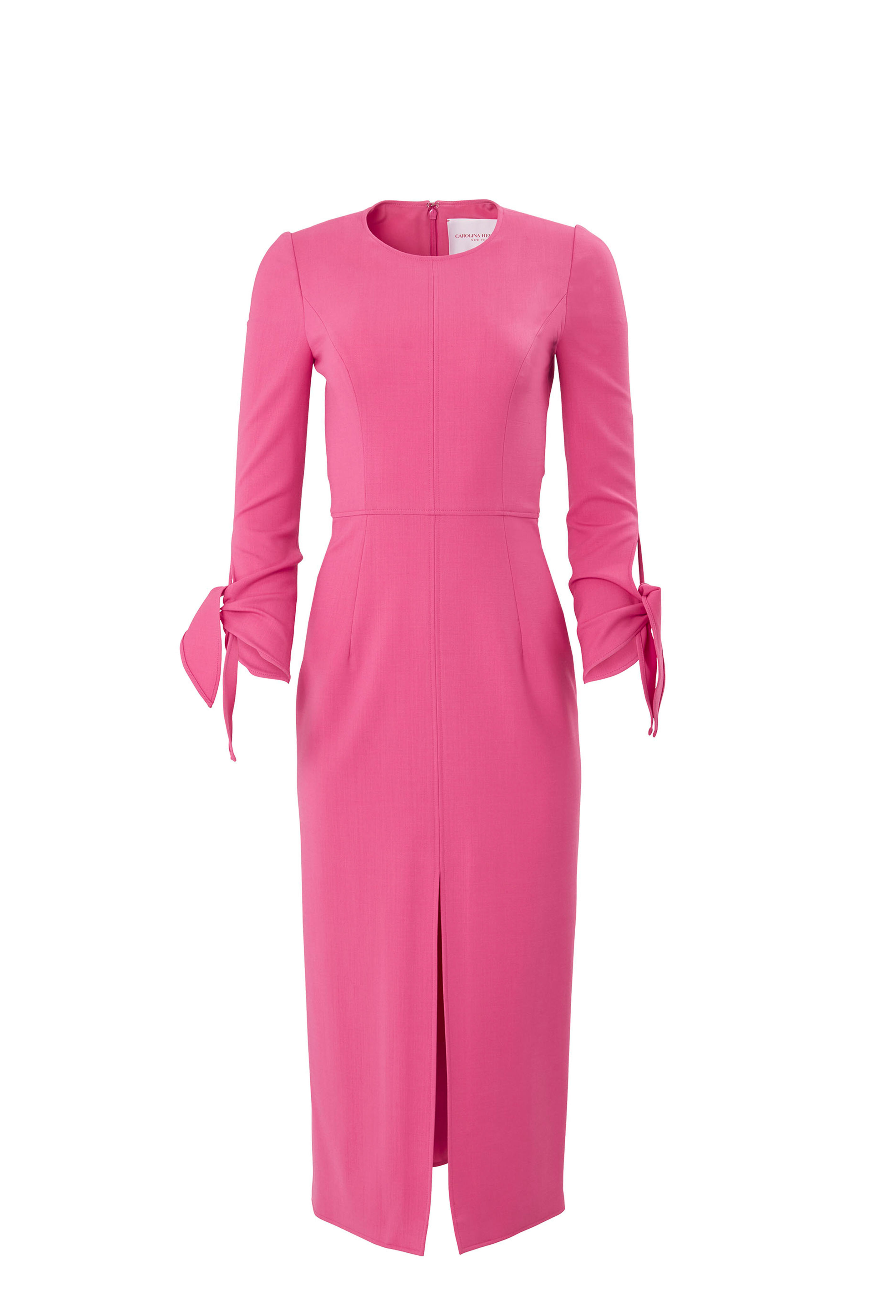 Carolina Herrera - Flamingo Pink Wrist Tie Midi Dress