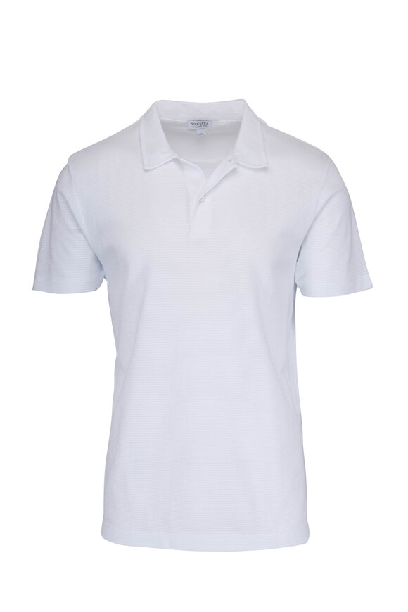 White Cellular Cotton Polo 